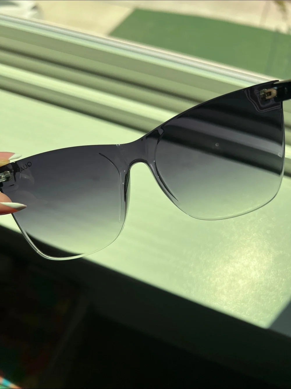 Quay Australia Ombre Gradient Square Sunglasses - Black to Green/Teal